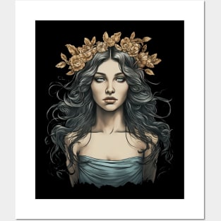 Aphrodite Greek Goddess Floral Tiara Posters and Art